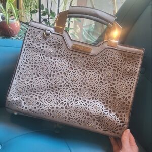 Grey Nicole Lee purse, genuine leather